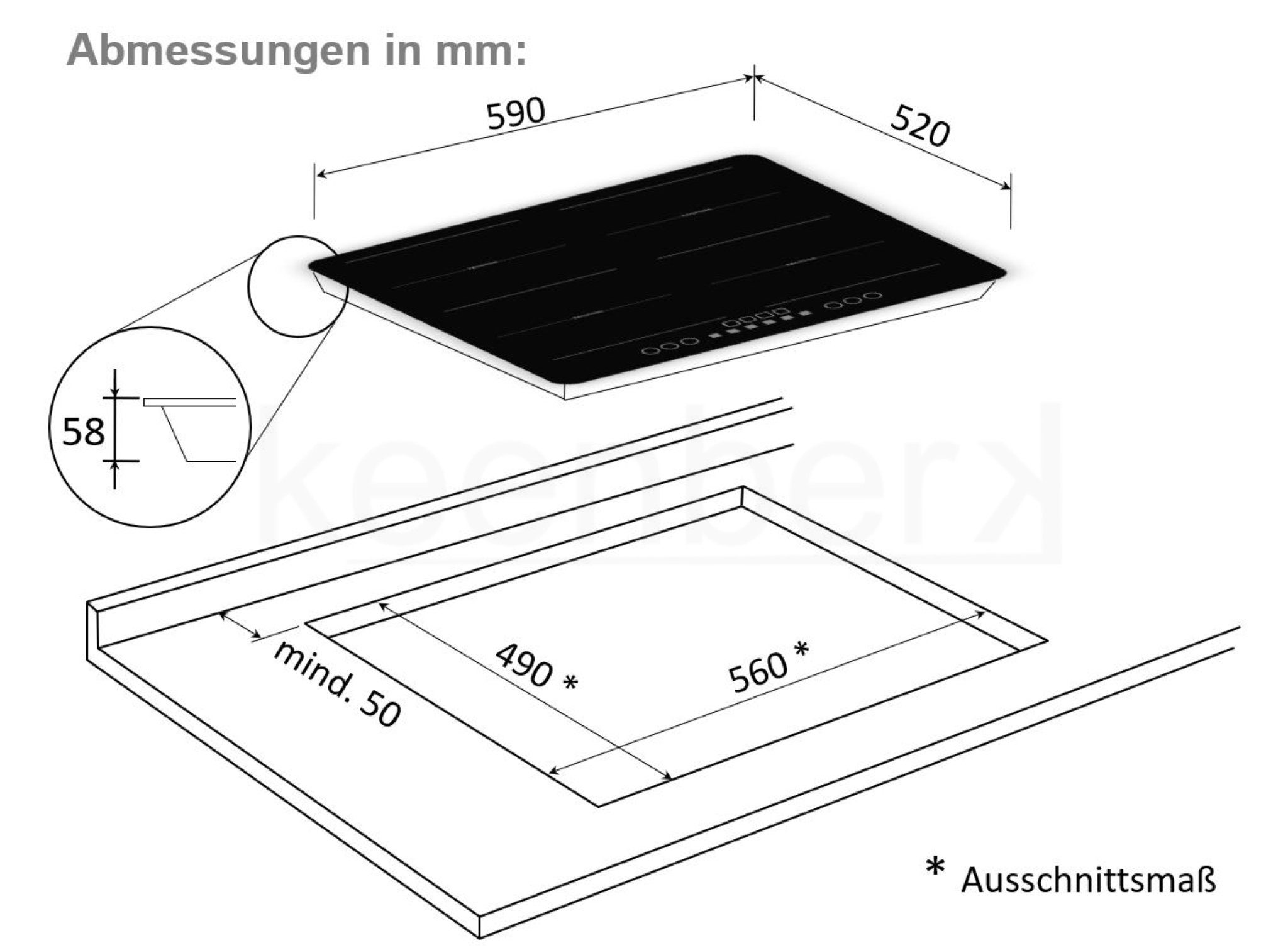 BOSCH Backofen-Set Backofen Teleskopauszug mit PKM Induktionskochfeld schwarz autark 60cm, mit 1-fach Teilauszug