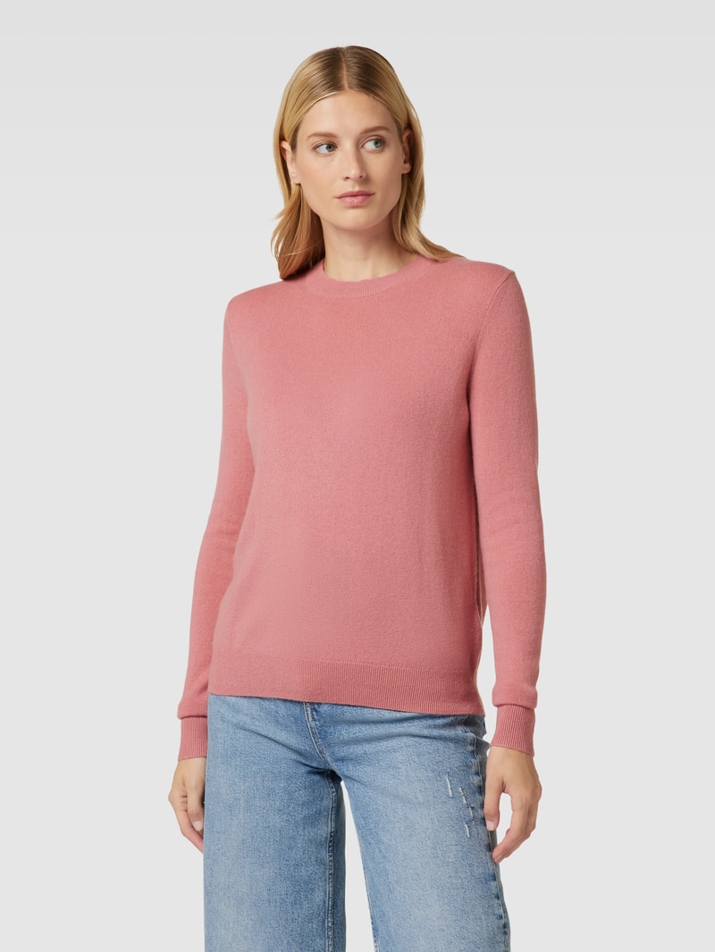 Kaschmirpullover in Strick-Optik mit Rundhalsausschnitt in rosé