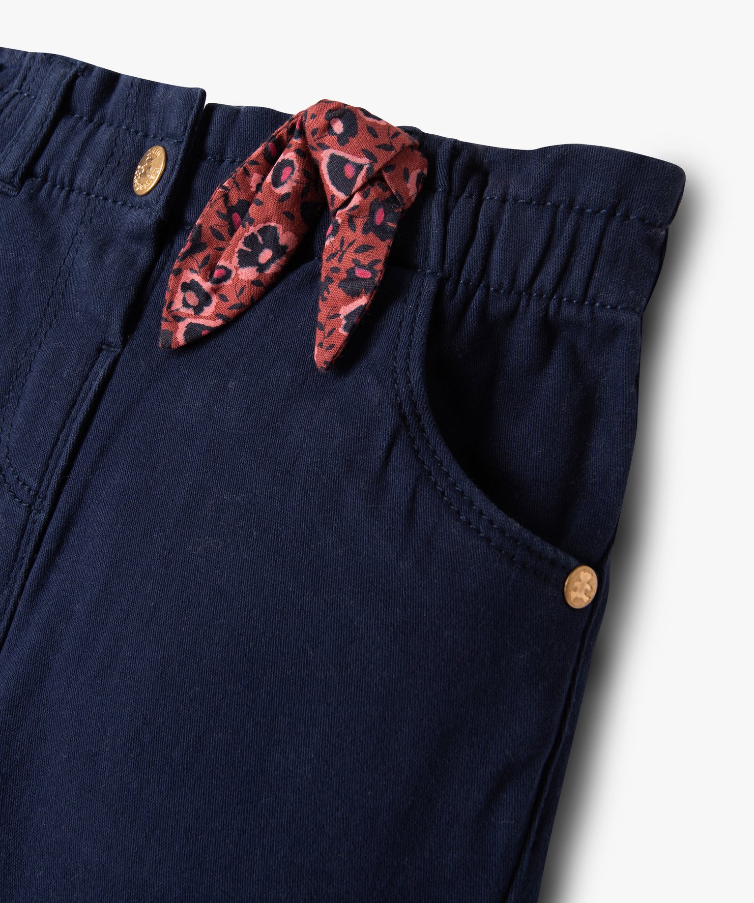 Pantalon bébé fille avec détail bandana à la taille - Lu... bleu fonce | GEMO