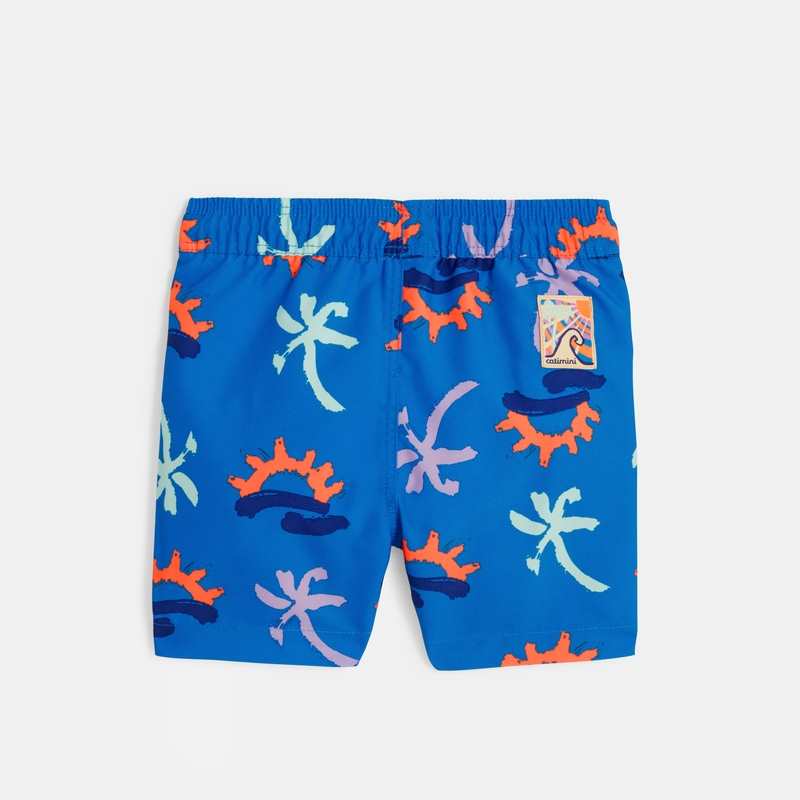 Short de bain bébé garçon bleu à motifs palmiers Catimini