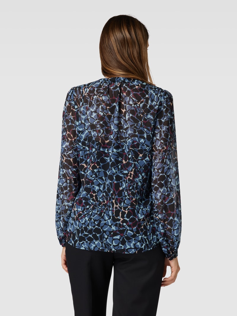 Bluse mit Allover-Muster und gelegten Falten in schwarz