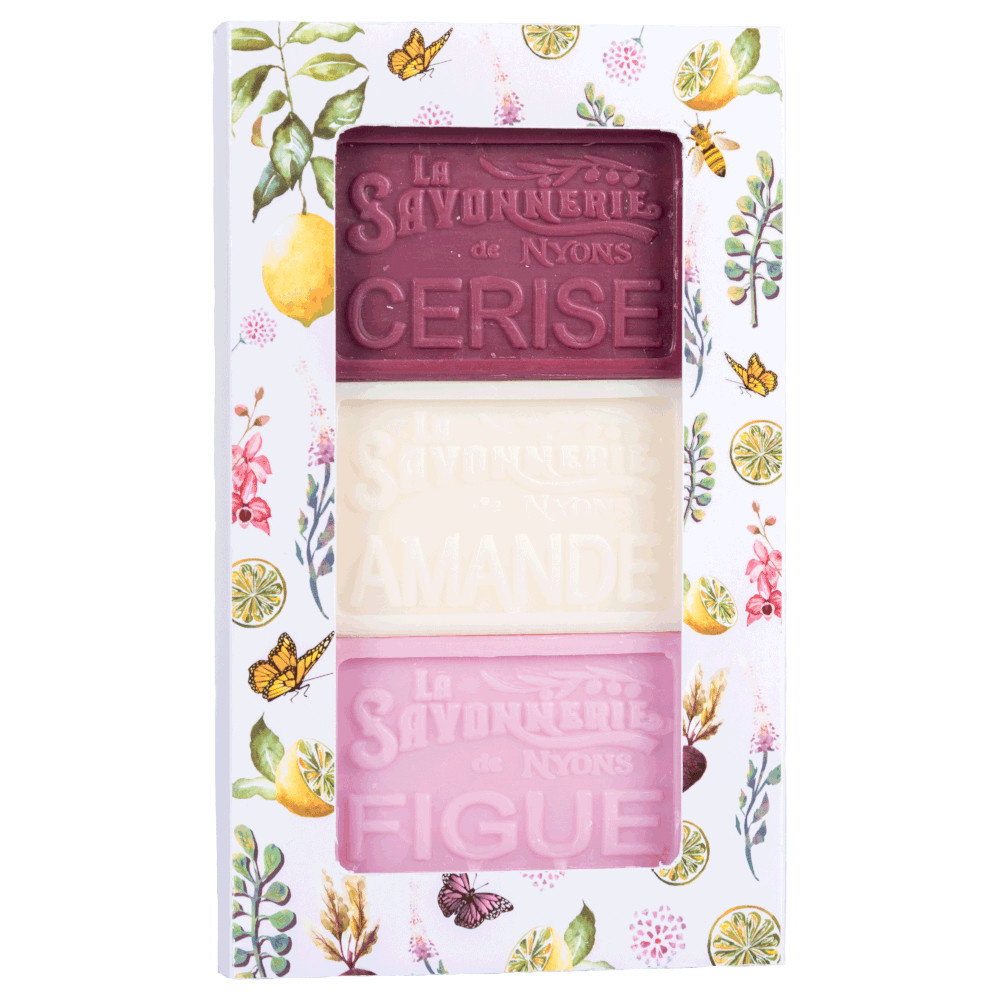 La savonnerie de nyons Lot de 3 Savons 100g (Cerise, Amande, Figue) Savon