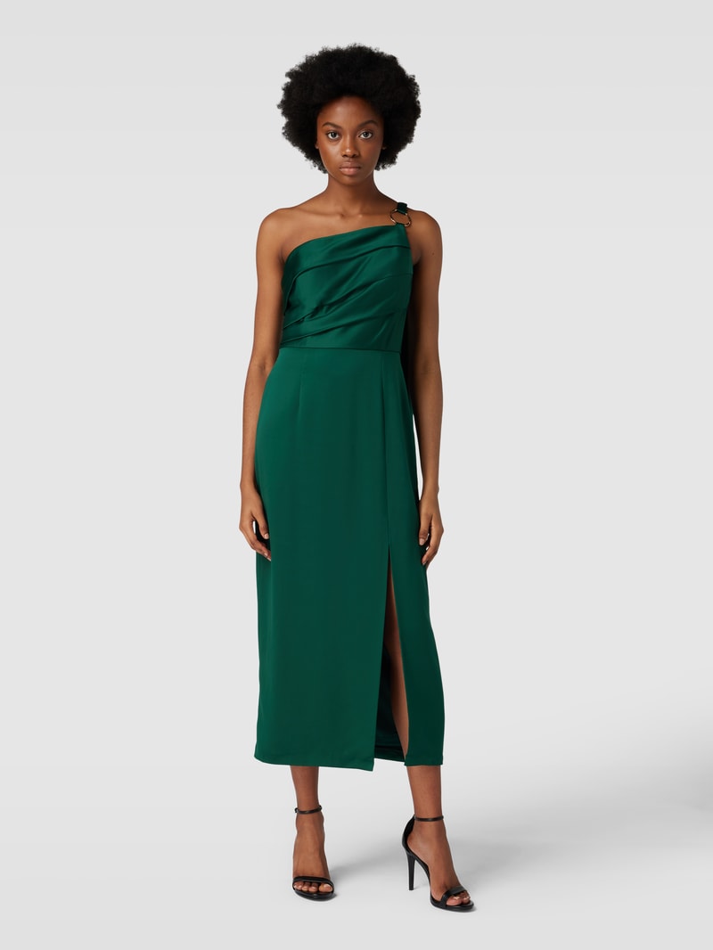 Abendkleid mit One-Shoulder-Träger in dunkelgrün