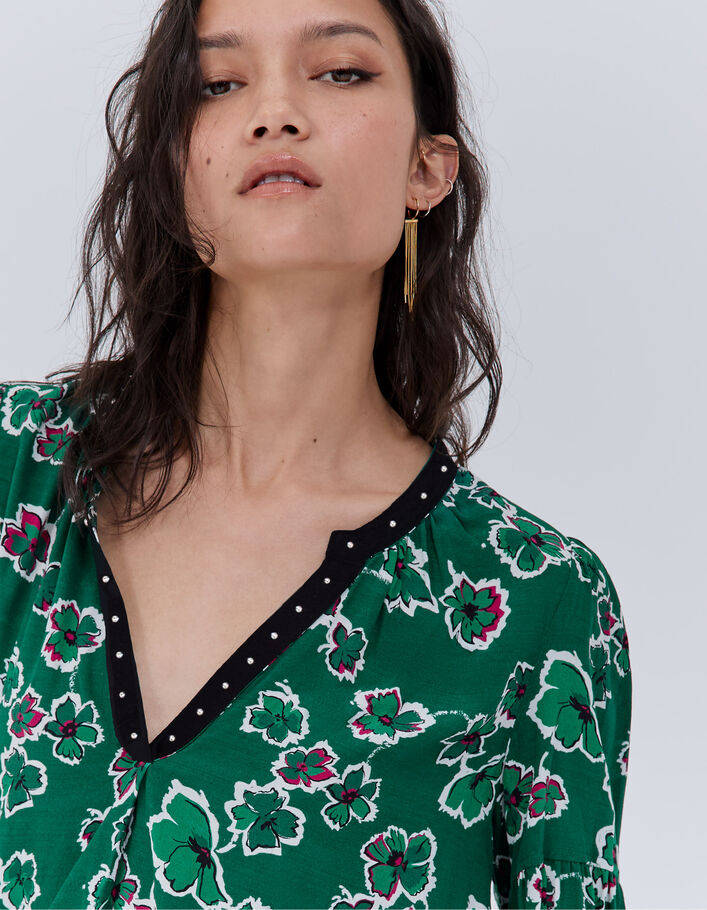 Blouse verte imprimé maxi floral Femme