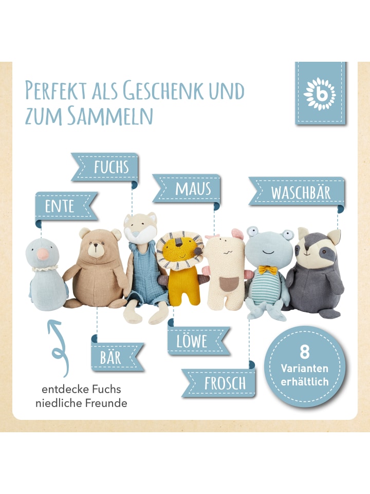 Bieco Spielwaren Kuscheltier aus Leinen & Musselin Fuchs - ab Geburt in Blau günstig kaufen onesize