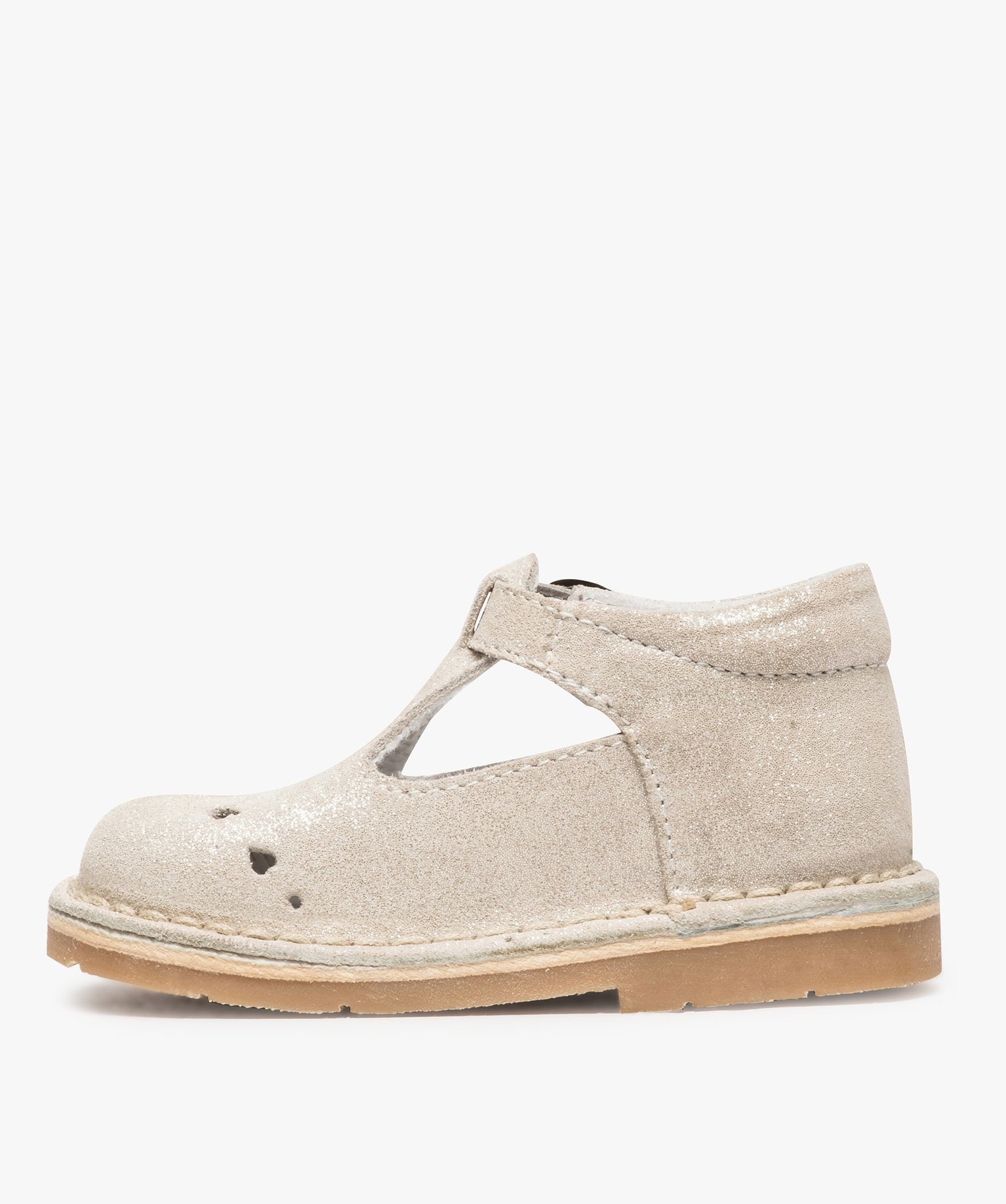 Babies bébé fille dessus cuir uni motifs perforés blanc | GEMO