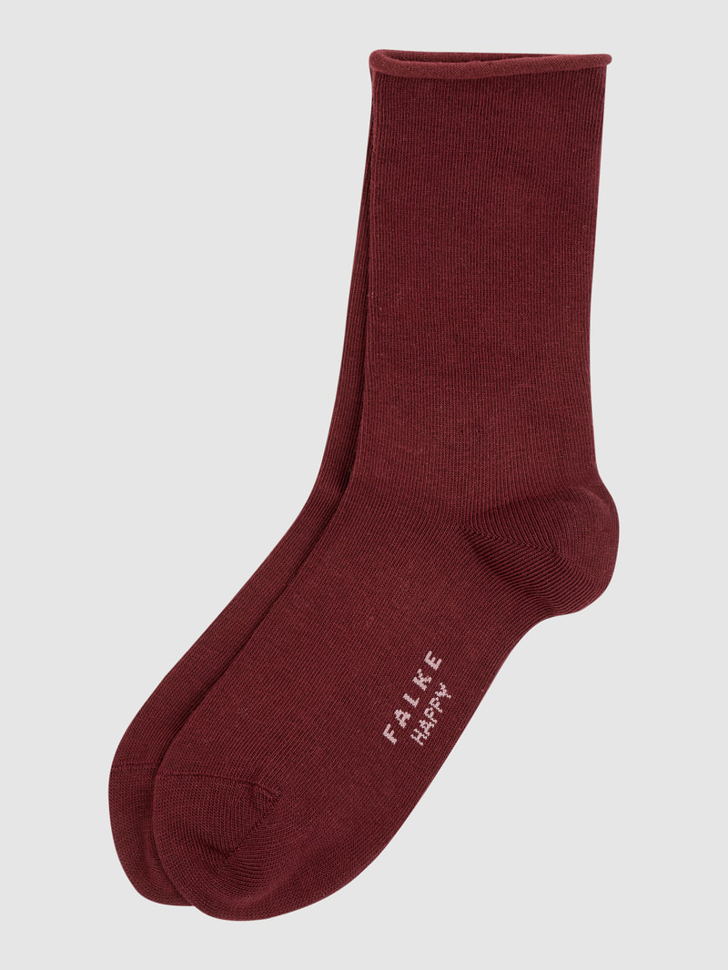 Socken mit Stretch-Anteil im 2er-Pack Modell 'Happy' in bordeaux rot