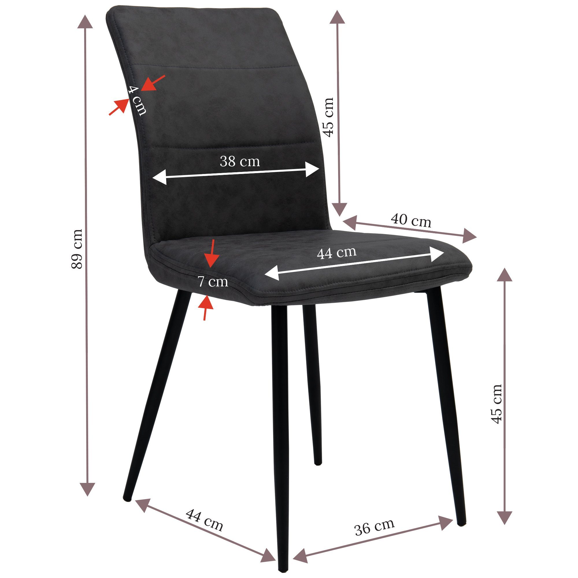 TRISENS Polsterstuhl Teona (einzeln oder im 2er, 3er, 4er Set, 1 St), gepolsterte Essstühle in Lederoptik in 3 trendigen Farbvarianten