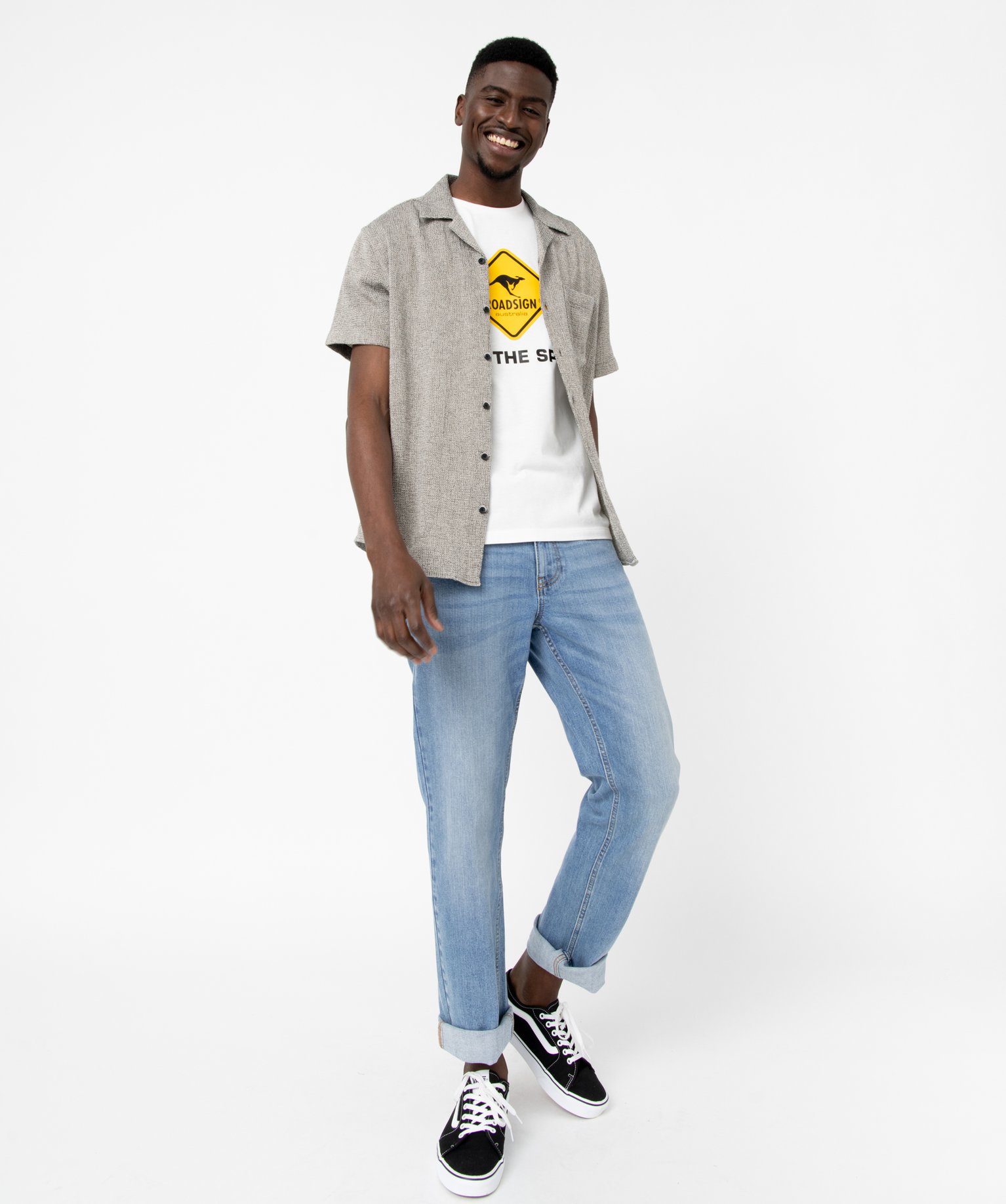 Tee-shirt à manches courtes imprimé homme - Roadsign blanc | GEMO