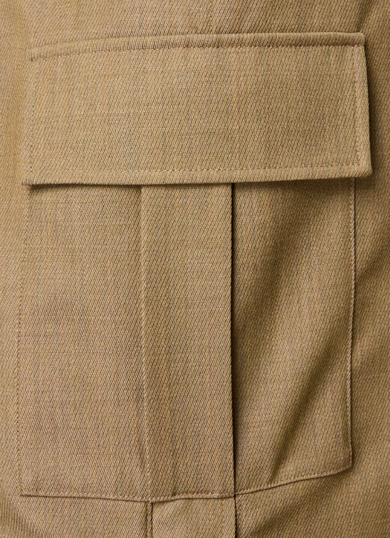 Burberry vunene cargo hlače visokog struka širokog kroja s bočnim džepovima