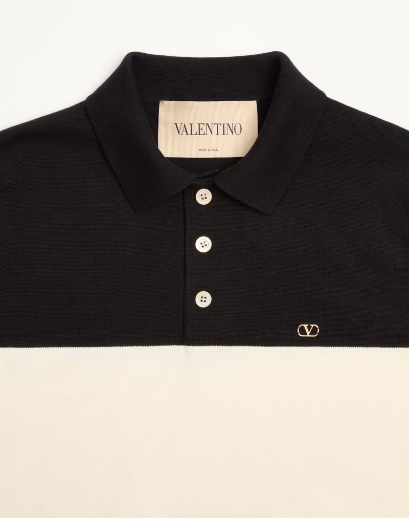 Valentino poloshirt van wol met V-logo
