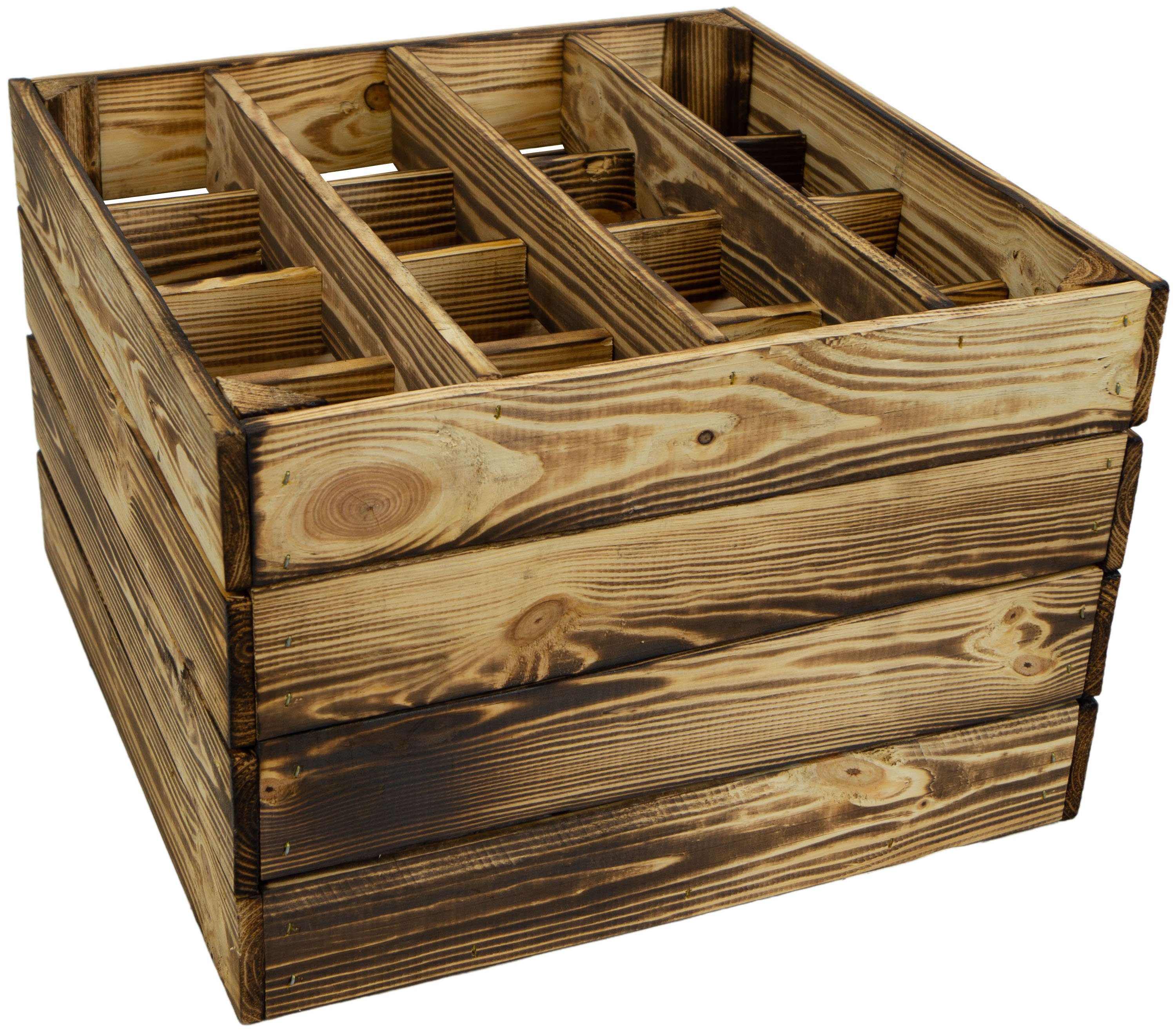 Kistenkolli Altes Land Allzweckkiste 3 set 16er Weinregal geflammt Weinregal Flaschenregal Weinschrank