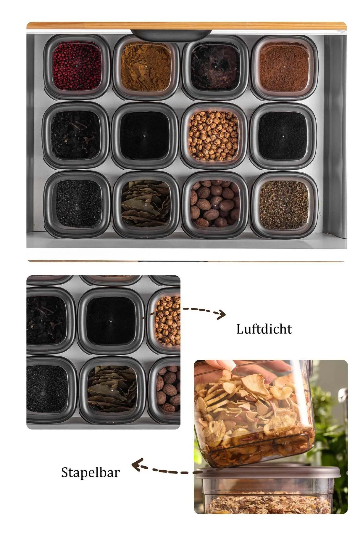 Viwares  Peggy luftdichte Vorratsdosen mit Deckel | 12er Vorratsbehälter Set Vorratsbehälter