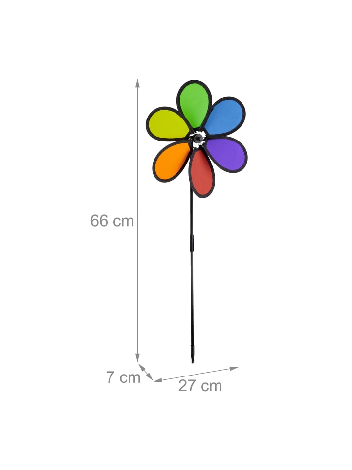 relaxdays 5 x Windrad in Bunt - (B)27 x (H)66 x (T)7 cm günstig kaufen onesize