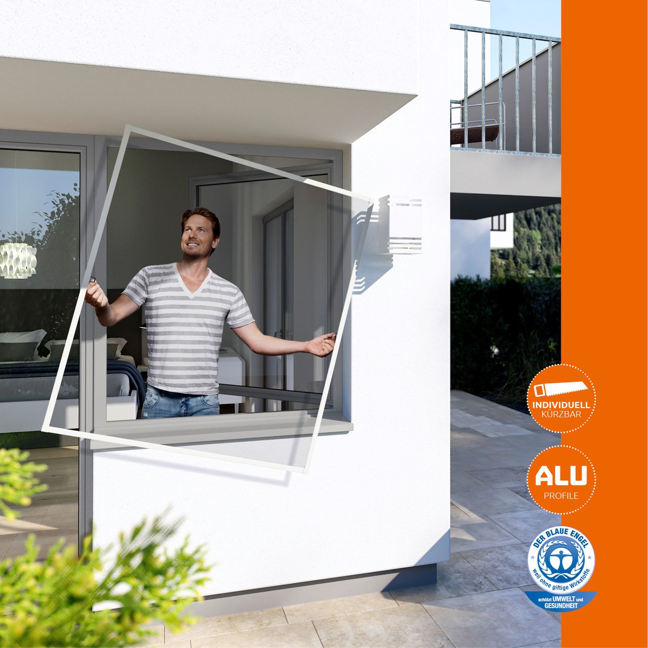 Powertec Insektenschutz Plus Rahmen Fenster 100x120cm Weiß