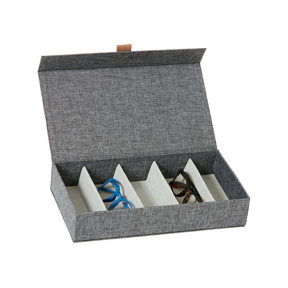 Brillen-Box Premium Grau meliert