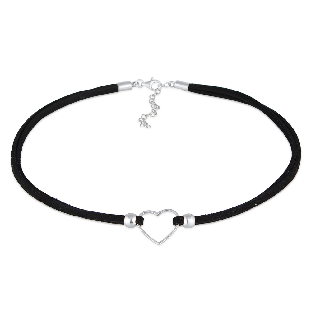 Elli Elli Collier Femmes choker cœur amour avec velours noir en argent sterling 925 collier