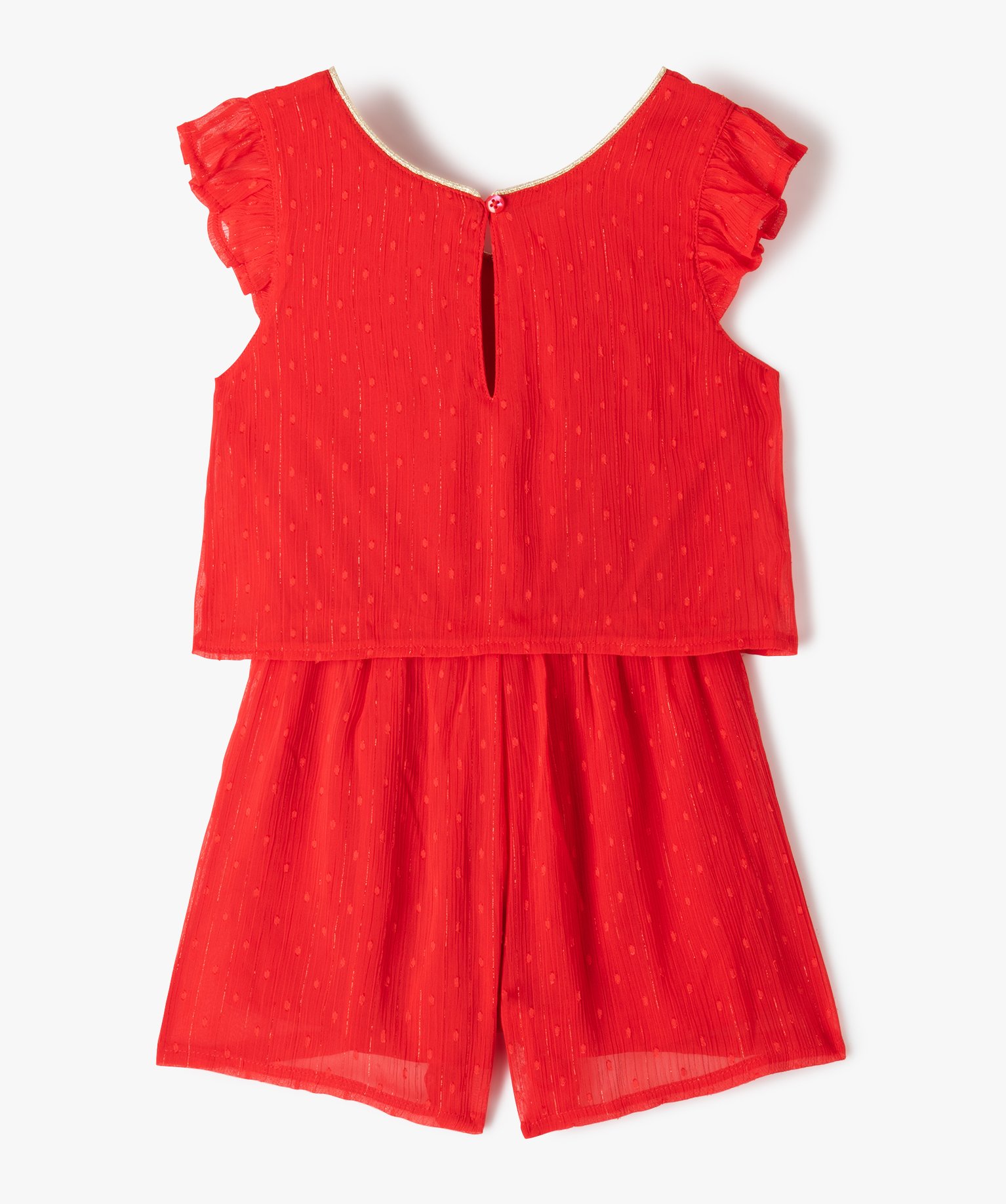 Combishort fille en voile scintillant effet 2-en-1 rouge | GEMO