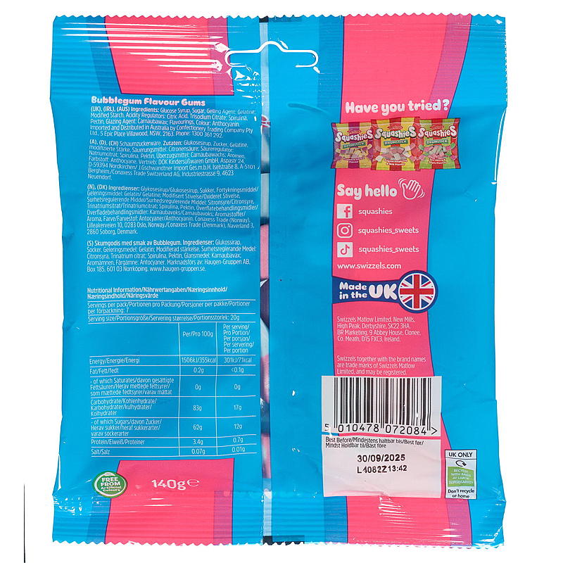 Swizzels Squashies 140 g bubblegum
