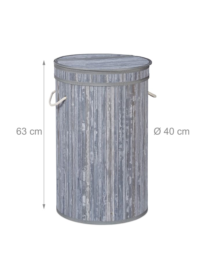 relaxdays Wäschekorb in Grau - (H)63 x Ø40 cm günstig kaufen onesize
