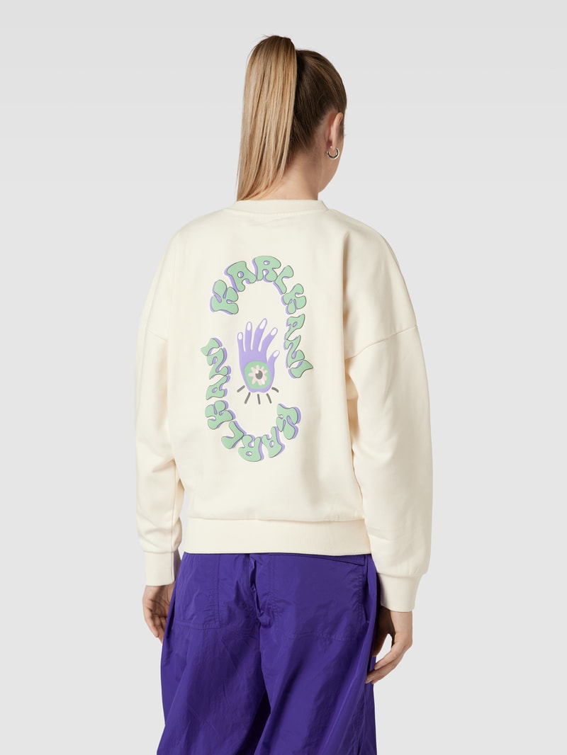 Sweatshirt mit Label-Stitching Modell 'Woven' in offwhite