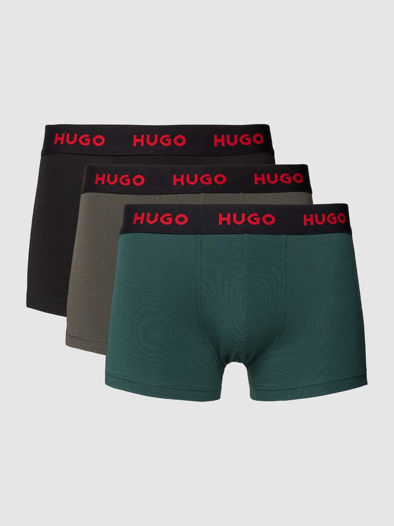 Trunks mit elastischem Label-Bund im 3er-Pack in petrol