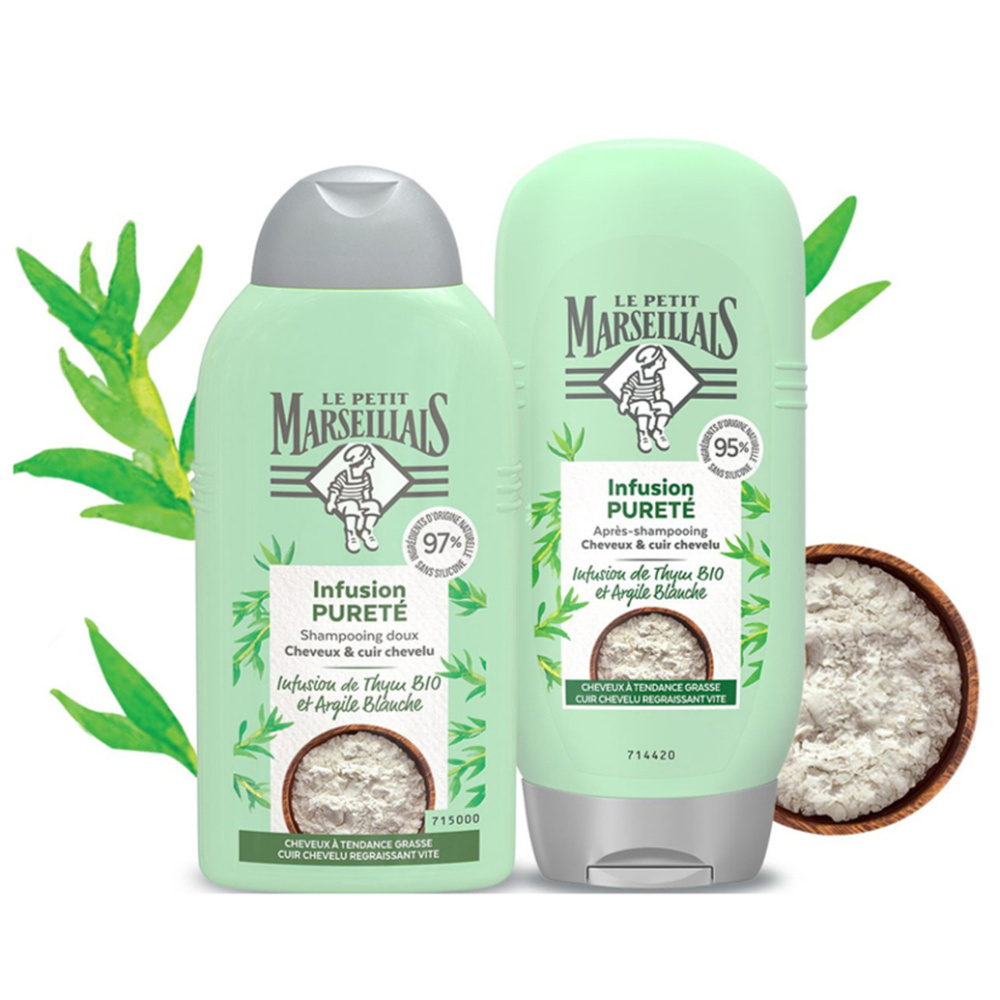 le petit marseillais Shampooing Pureté Infusion Thym Et Argile Blanche Bio Shampoing