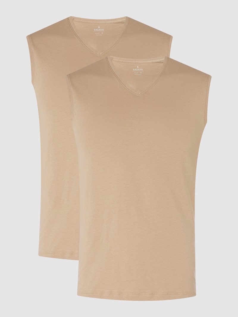 Body Fit Tanktop im 2er-Pack aus Pima-Baumwolle in beige