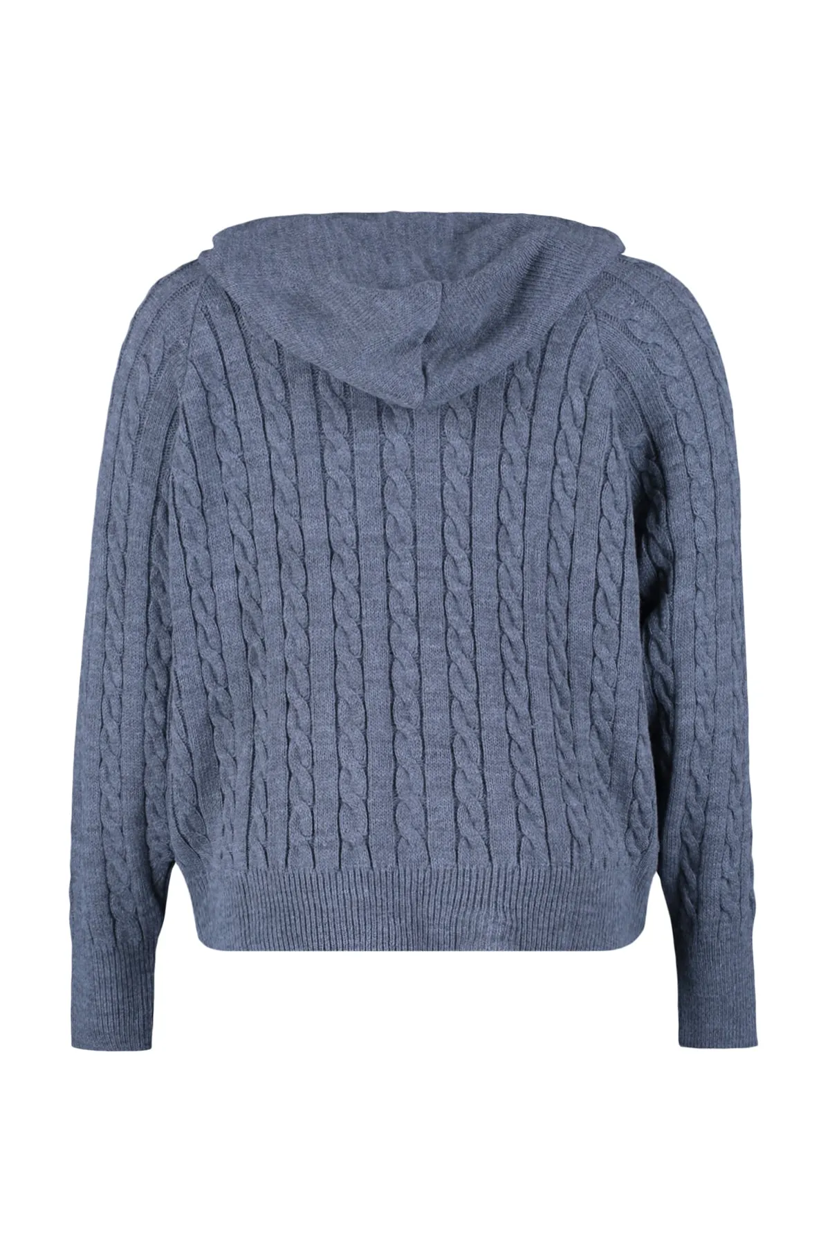 Trendyol Curve  Anthrazitfarbener Strick-Cardigan mit Kapuze und Reißverschluss TBBAW23AV00051