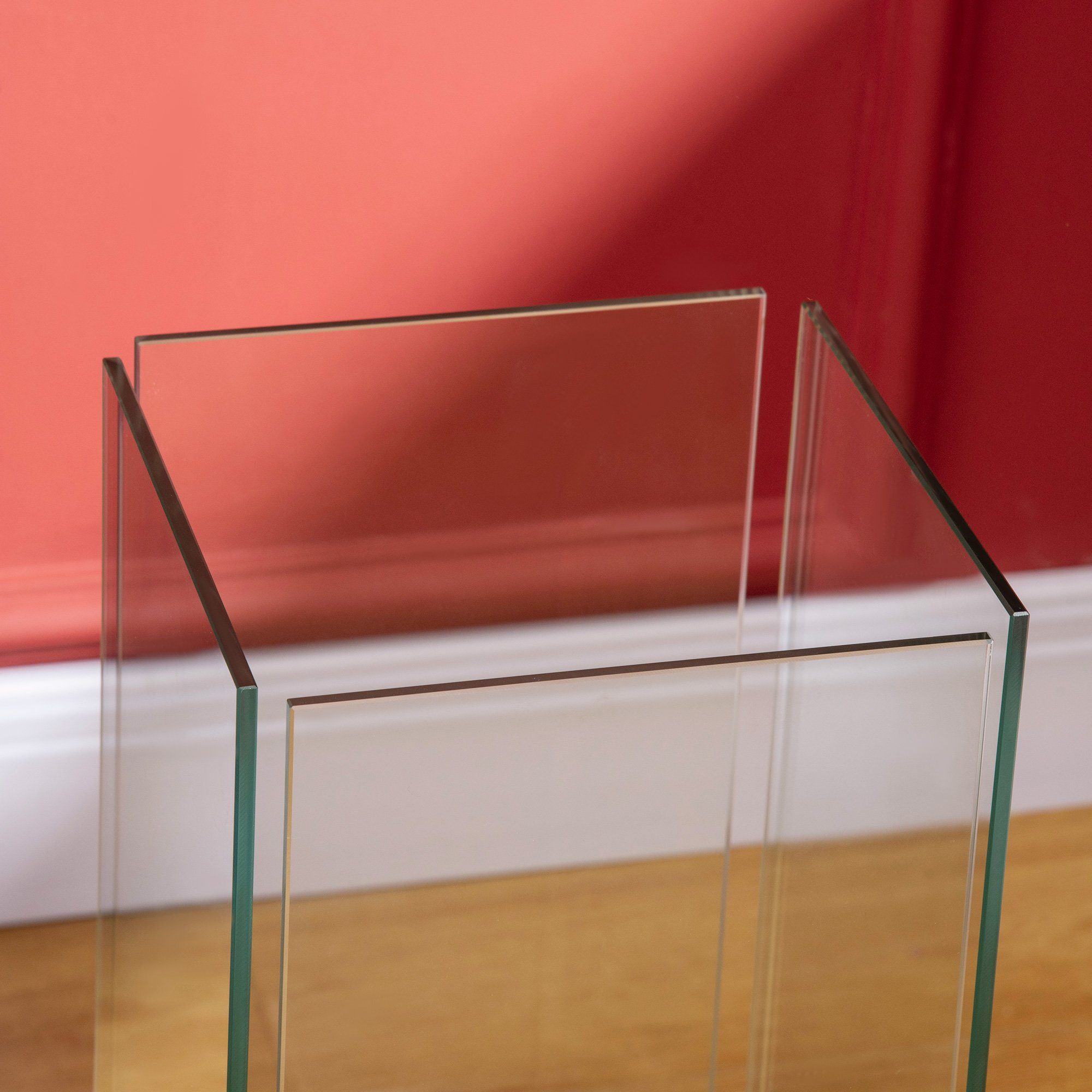 HOMCOM Echtfeuer-Dekokamin Ethanol-Kamin (Set, 1-St., 1 x Ethanol-Kamin; 1 x Handbuch), mit Bioethanol Brenner, Hartglas Silber 25 x 25 x 60 cm