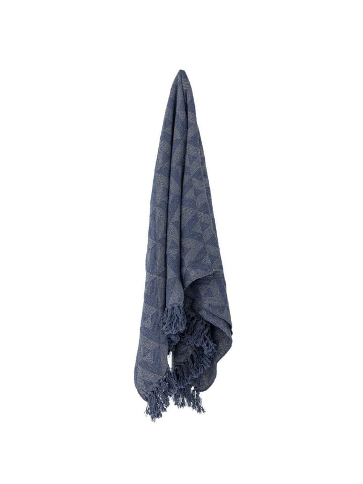 Bloomingville Decke UDINE Blau Gemustert 160x130 cm günstig kaufen onesize
