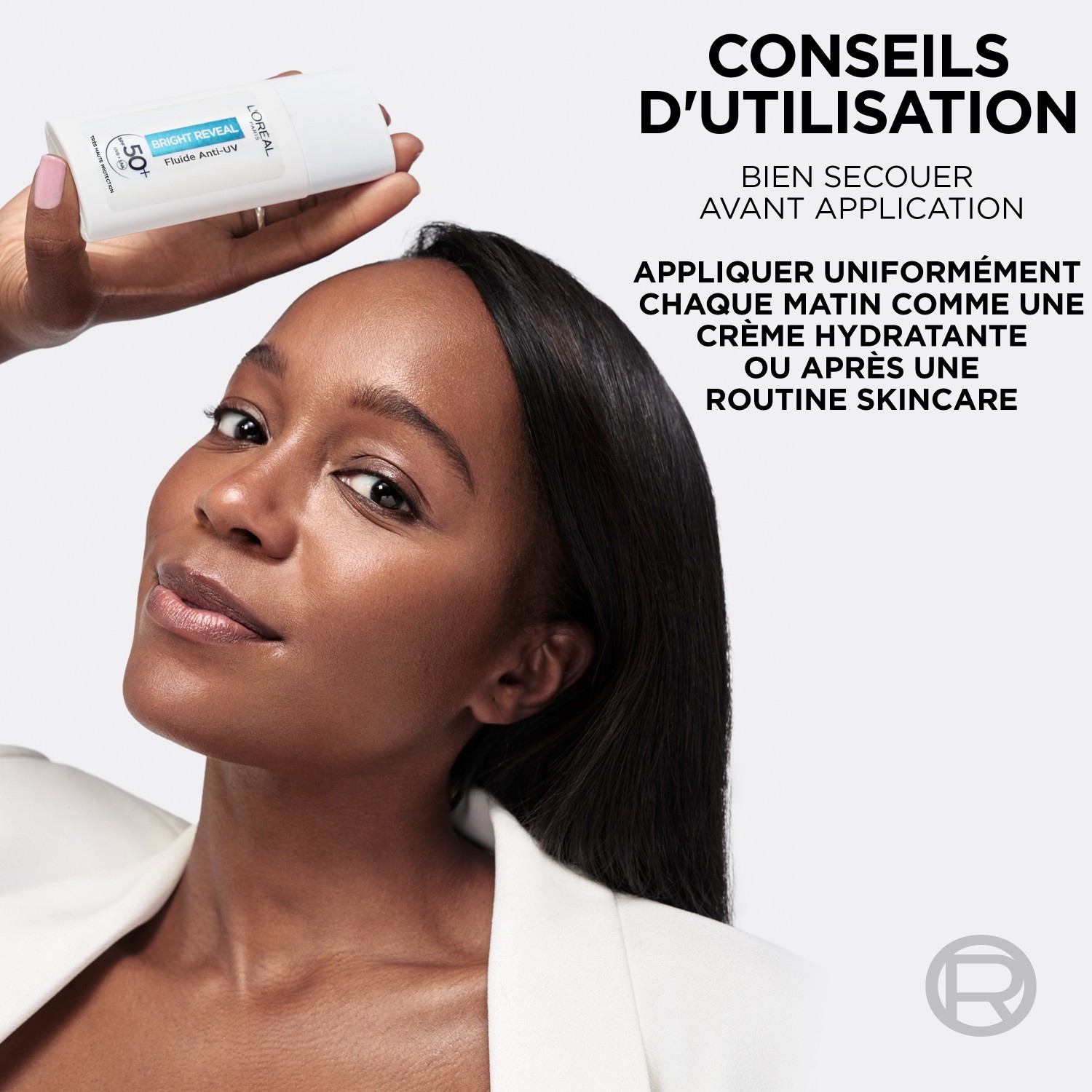 „L'Oréal Paris Bright Reveal“ apsauginis fluidas nuo UV spindulių SPF50+, nuo tamsių dėmių, niacinamidas
