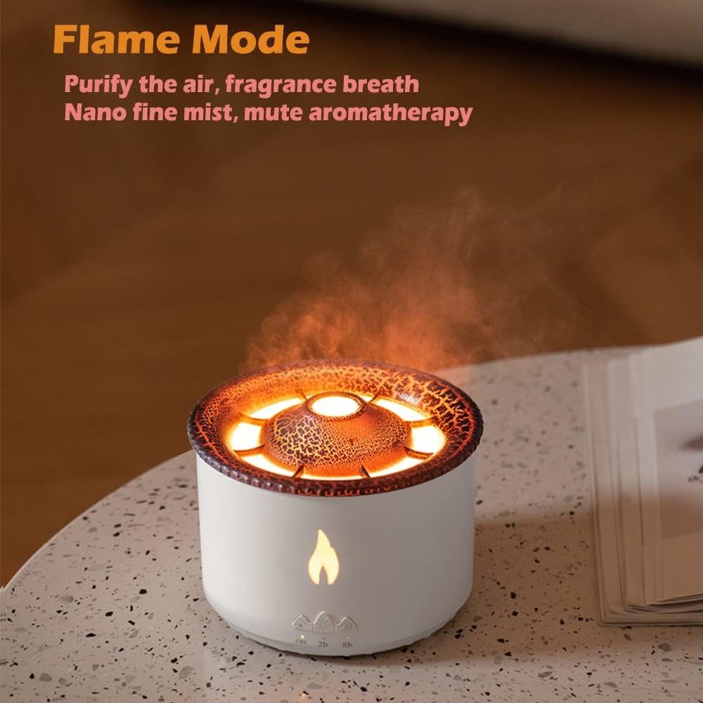 TIKOO Luftbefeuchter Luftbefeuchter - Vulkan-Flammen-Aromadiffusor für den Hausgebrauch, 0,36 l Wassertank