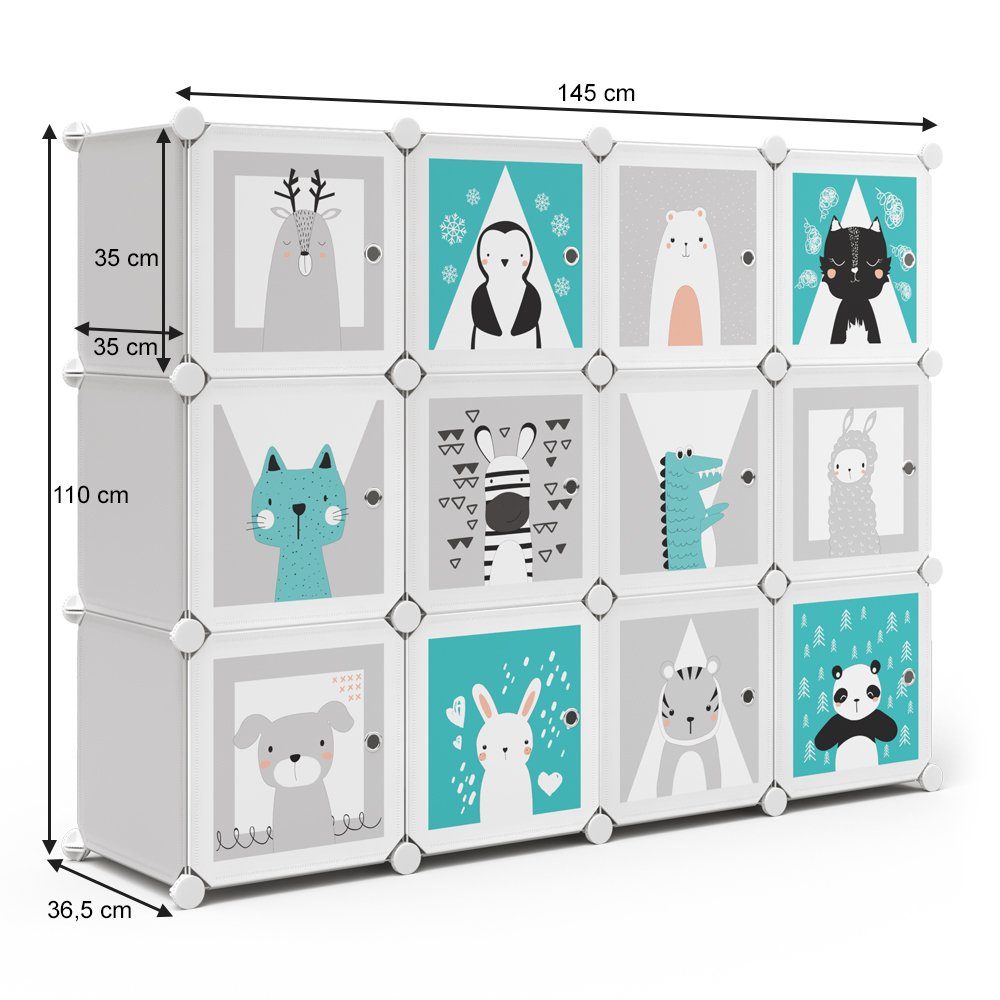 Vicco Bücherregal Kleiderschrank Steckregal Andy grau modular 12 Fächer