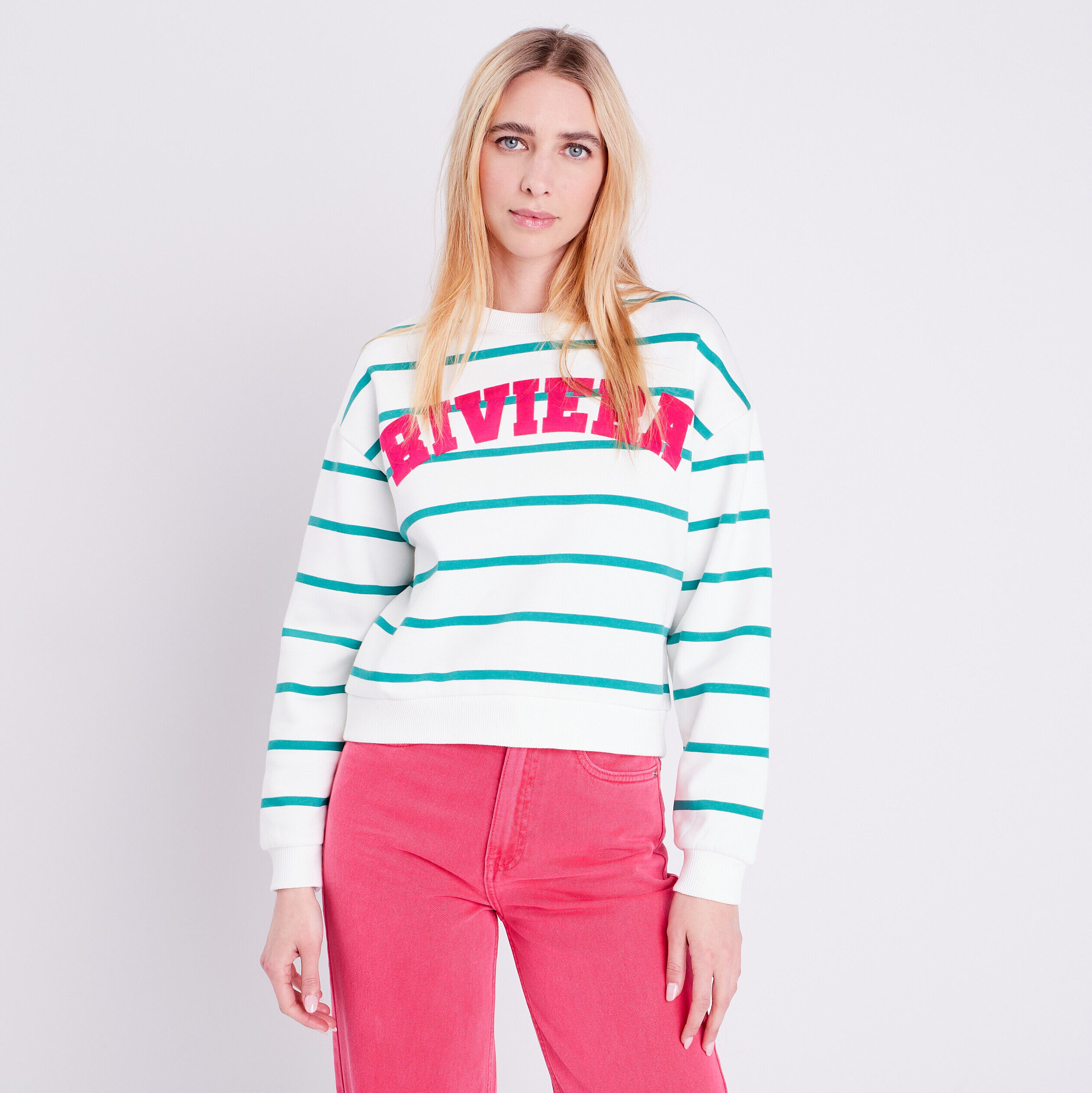 Sweat manches longues vert turquoise femme | Cache Cache