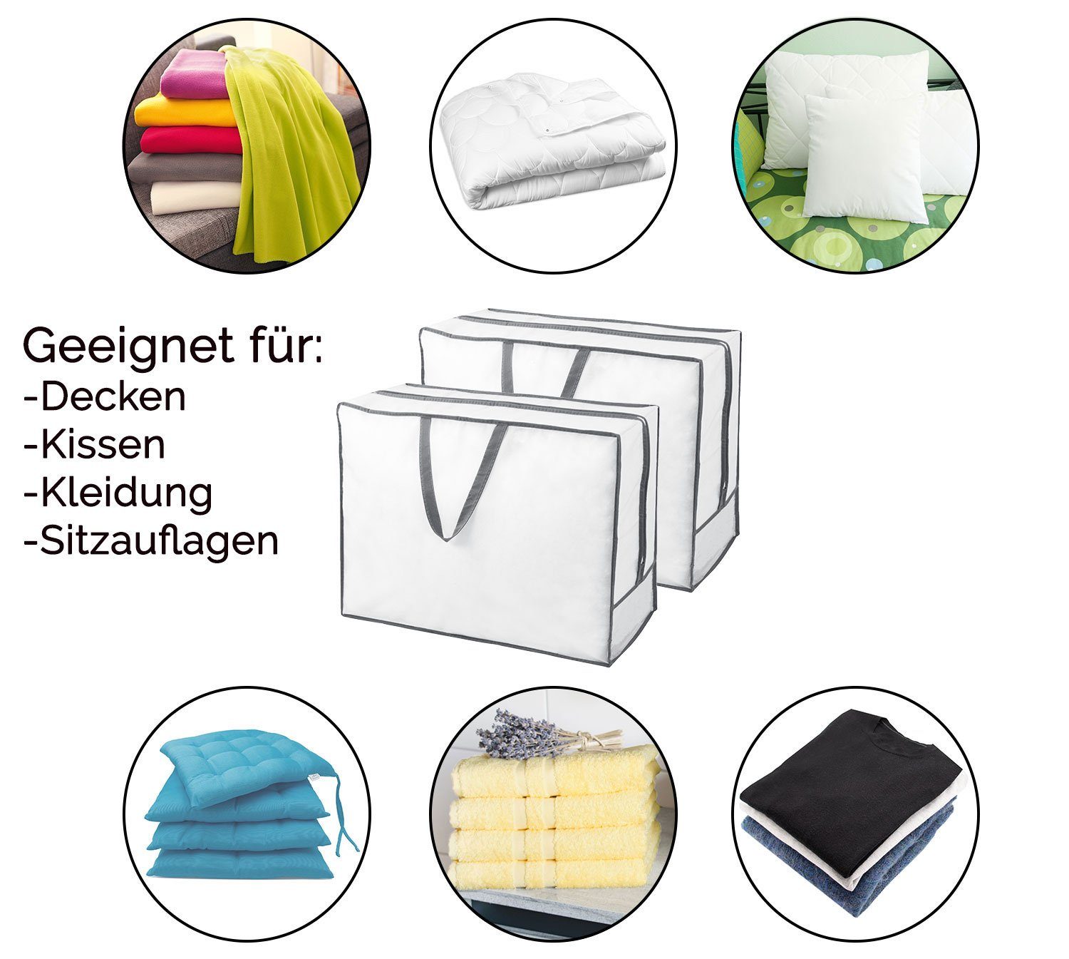 ZOLLNER Aufbewahrungstasche (Spar-Set, 2-tlg), 100% Vlies, atmungskativ, 2-Wege-Reißverschluss