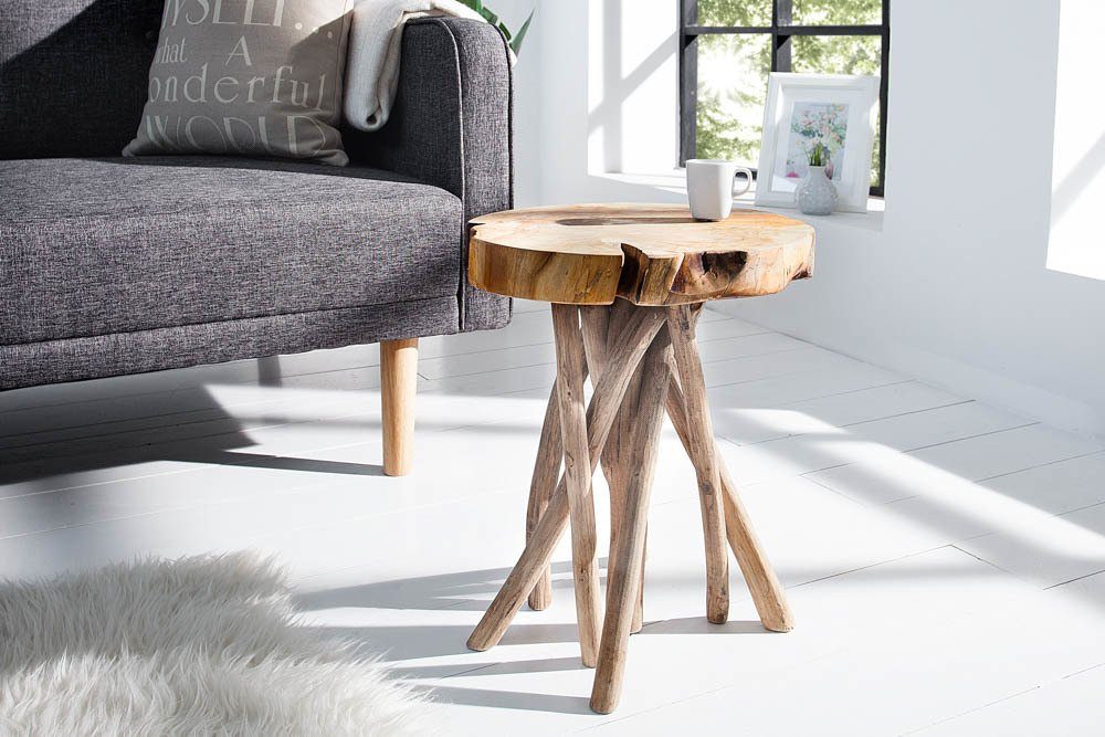 riess-ambiente Beistelltisch ROOT Ø30cm natur (Einzelartikel, 1-St), Teak-Massivholz · rund · Hocker · Wurzelholz-Design · handmade