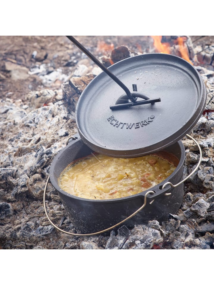 Echtwerk 7 tlg. Set Gusseiserner Dutch Oven inkl. Holzkiste in Schwarz günstig kaufen onesize
