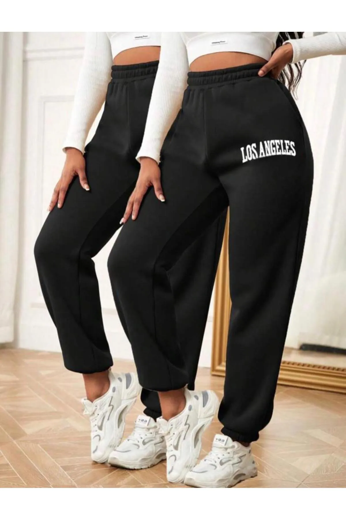 My Blog  Schwarze Los Angeles-Jogginghose für Damen mit elastischem Bund und Beinen
