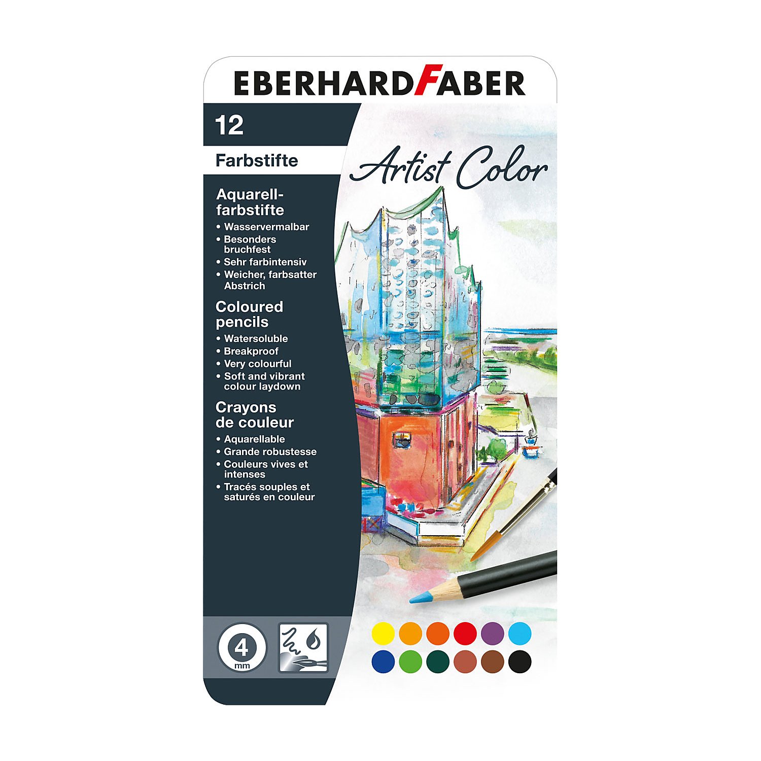 Aquarellstifte-Set, 12 Stifte