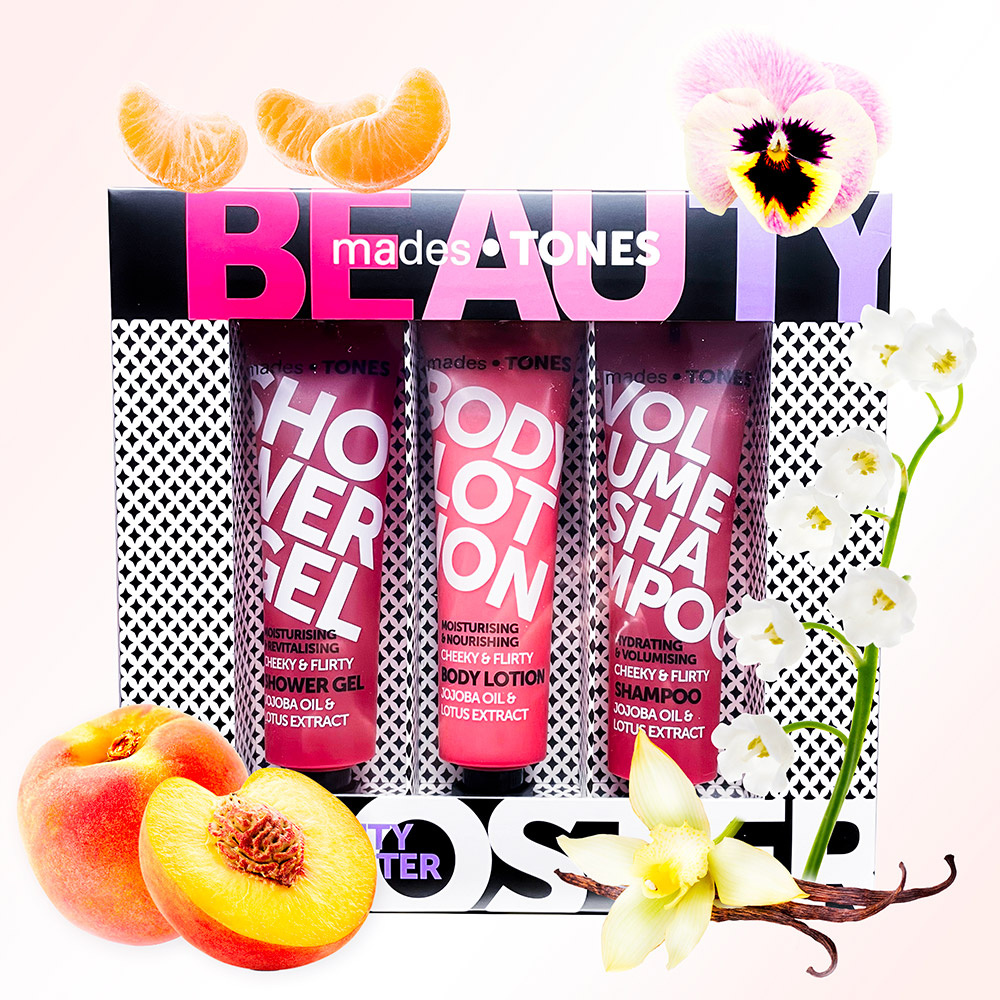 mades cosmetics CHEEKY & FLIRTY coffret gel douche | lotion pour le corps |shampoing volumateur