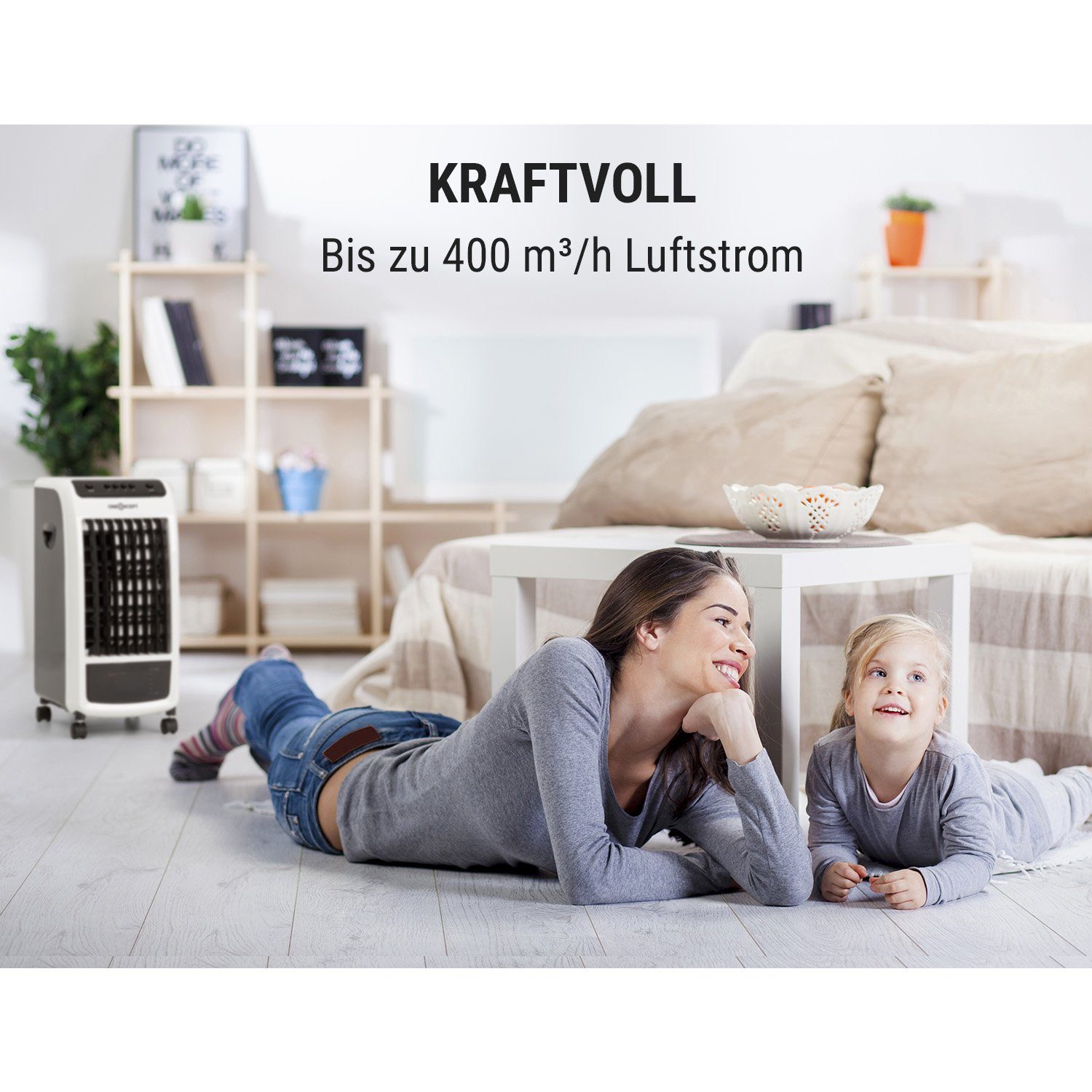 ONECONCEPT Ventilatorkombigerät Carribean Blue 3-in-1 Luftkühler, mit Wasserkühlung & Eis mobil Klimagerät ohne Abluftschlauch