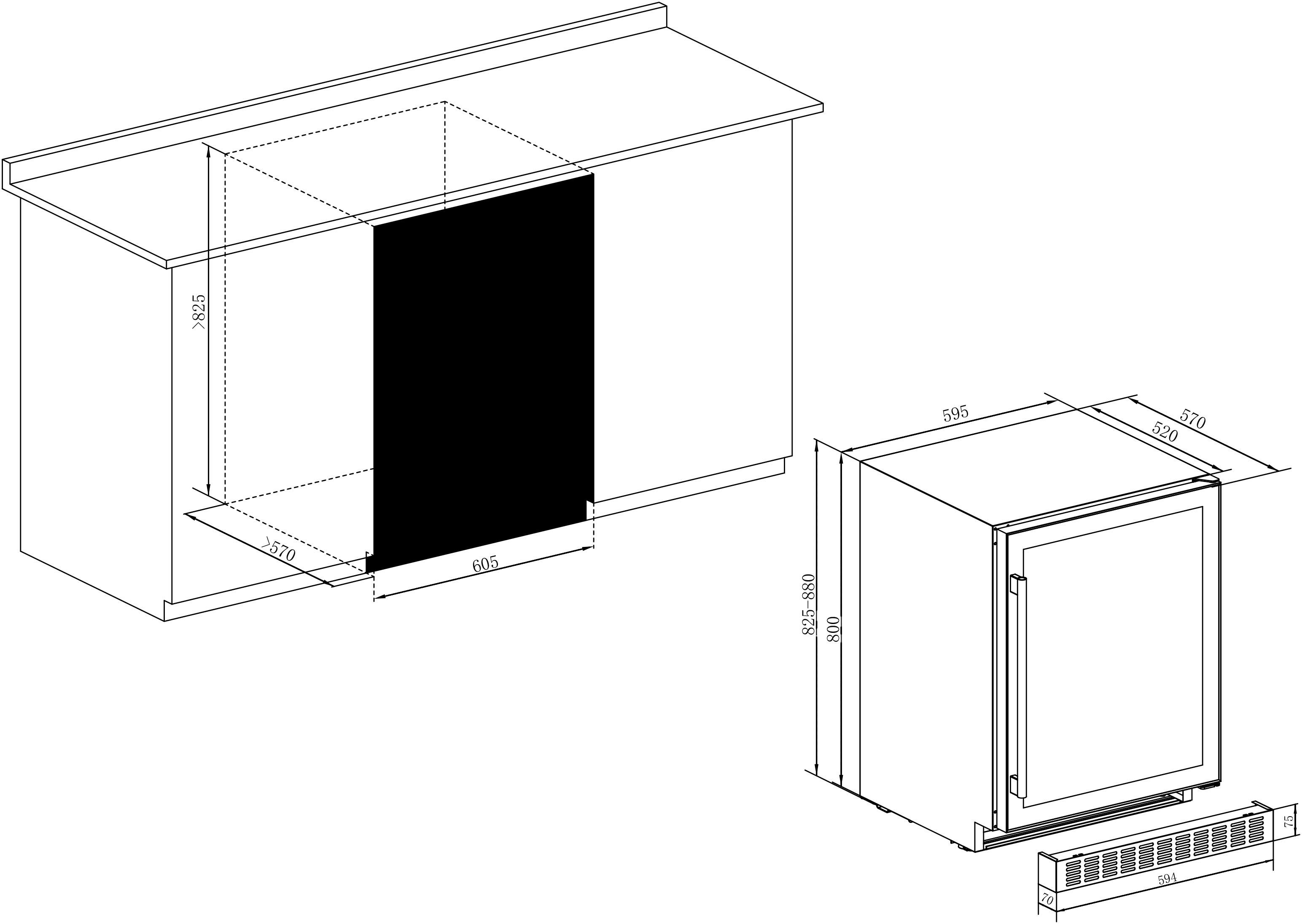 Amica Weintemperierschrank WK 341 111 E,für 46 Standardflaschen á 0,75l, Standkühlschrank