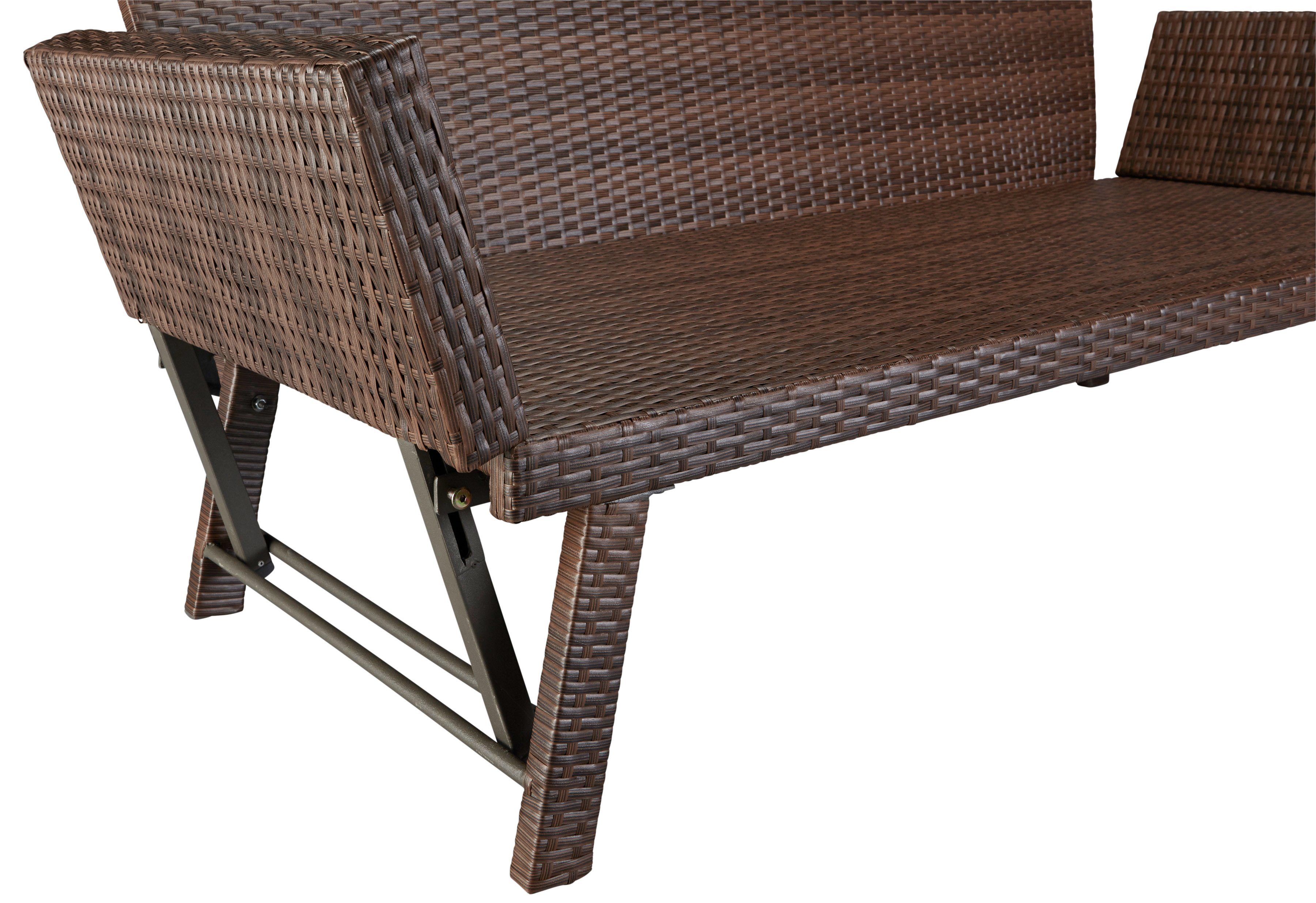 MERXX Gartenbank Daybed Rattan, BxTxH: 172x64x78 cm, mit Auflage und Rückenkissen