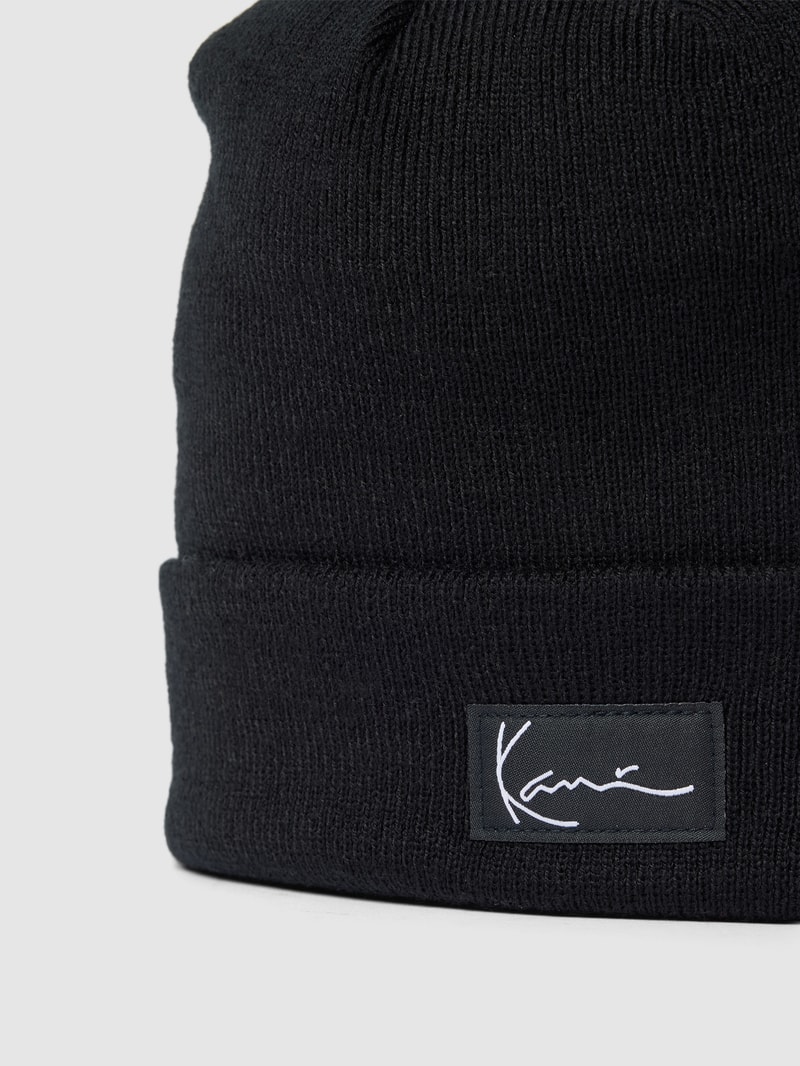 Beanie mit Logo-Patch Modell 'Signature' in black