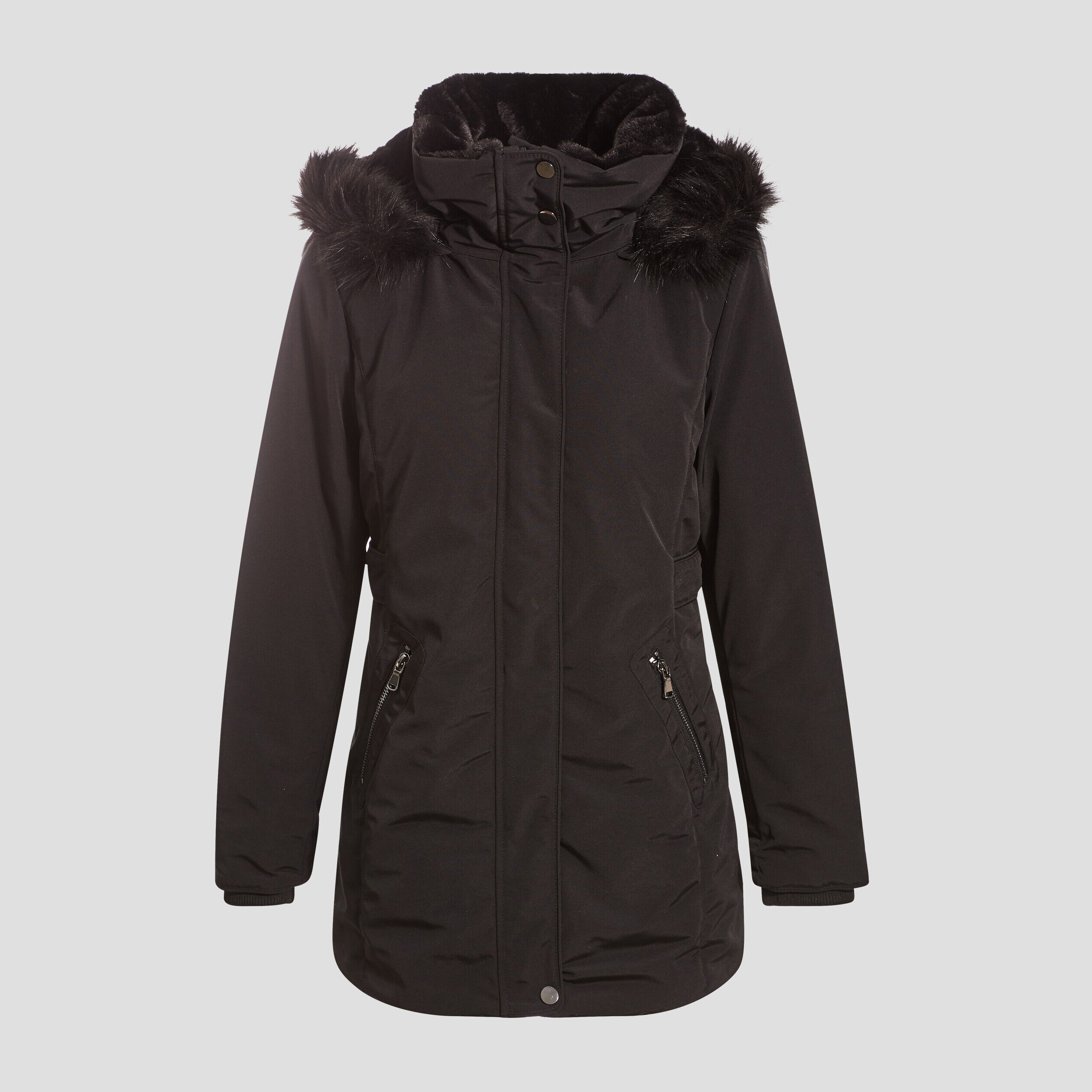 Parka droite avec capuche noir femme | Cache Cache