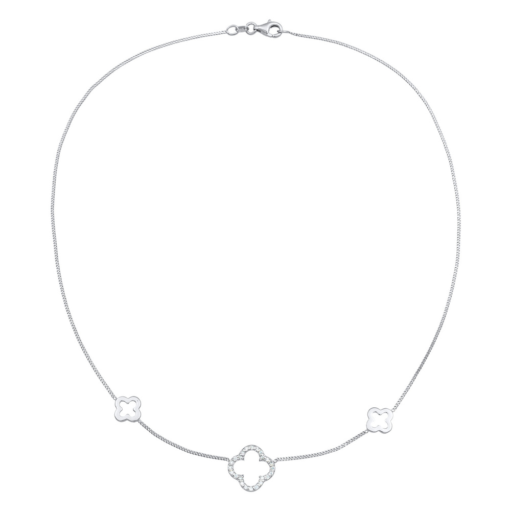 Elli Elli Collier Femmes symbole trèfle chance avec zirconia en argent sterling 925 collier