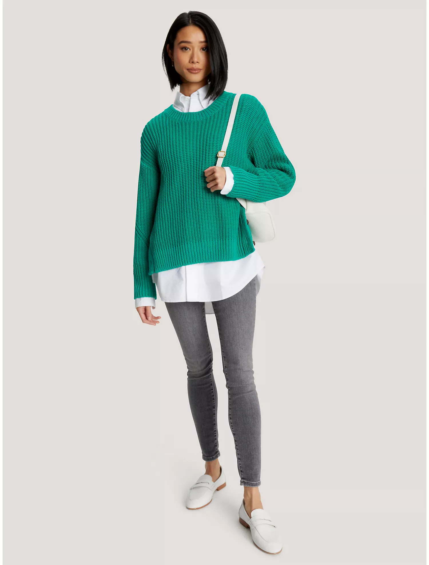 Side-Button Crewneck Sweater