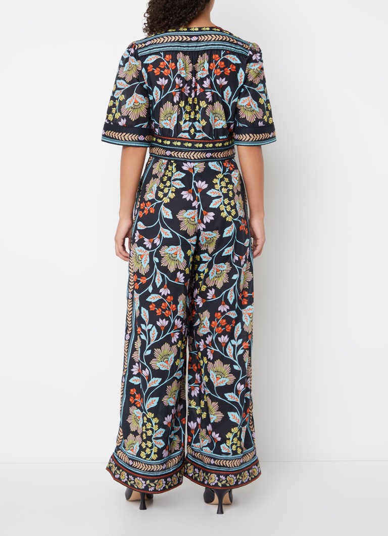 Farm Rio  Wide fit jumpsuit met bloemenprint en steekzakken