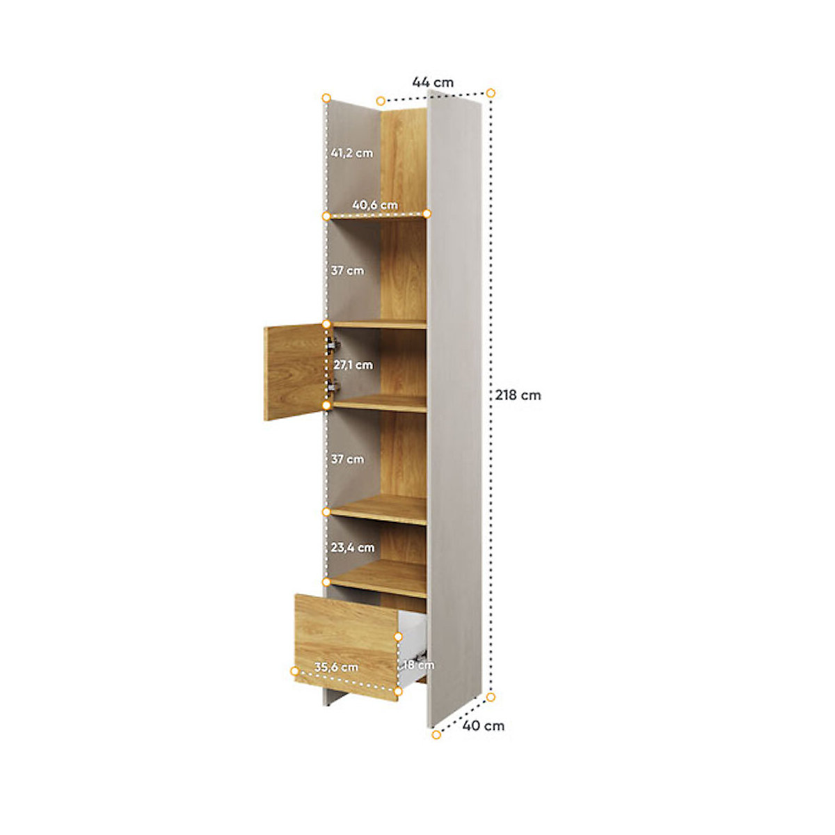 Bücherregal Standregal Teen Flex 44x40x218cm